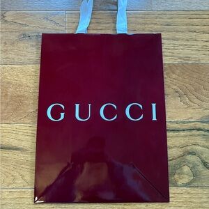 Gucci Burgundy Shopping Bag with White Handles